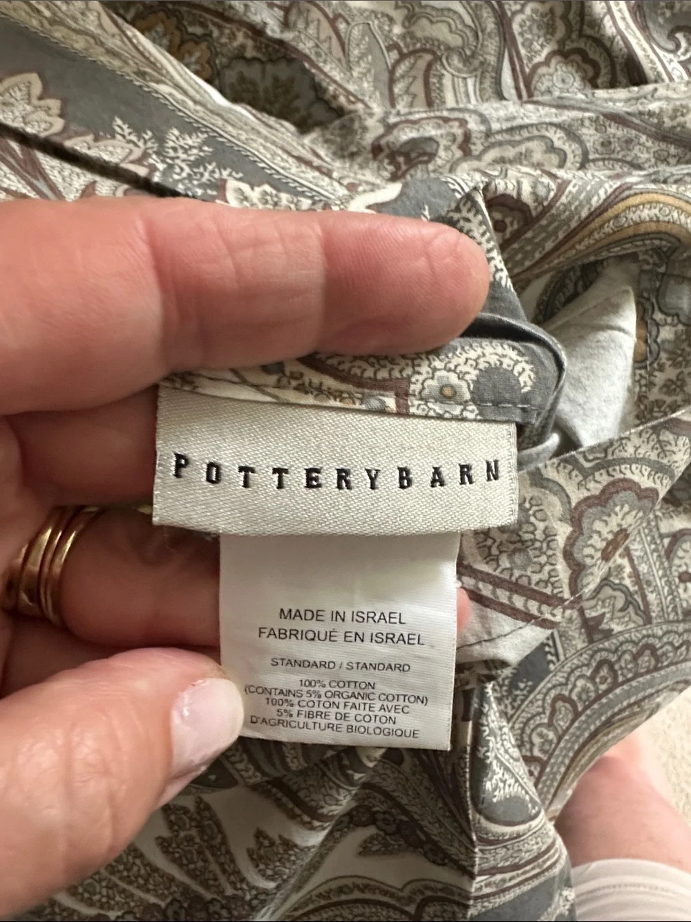 Pottery Barn Anton Paisley medallion  Pillow Shams in Cream, Brown, Olive 2
